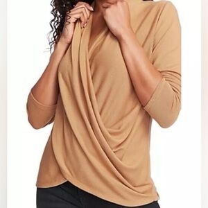 1. State Tan faux wrap knit top sweater size medium